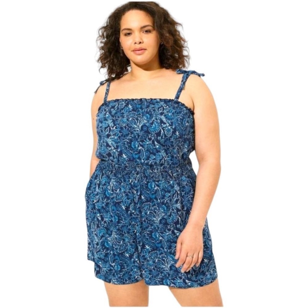 Torrid Challis Floral Tie Strap Romper